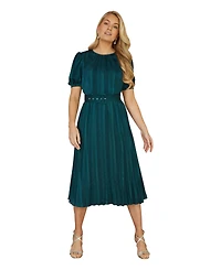 Yumi Women's Satin Pleated Stripe Midi Dress
