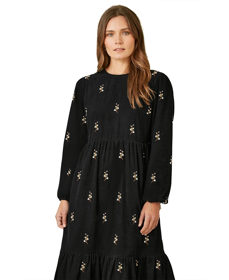 Yumi Women's Long Sleeve Midi Floral Dress