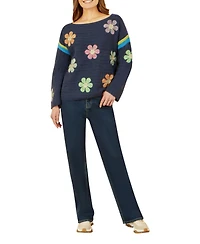 Yumi Women's Crochet Flower Long Sleeve Jumper