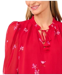 CeCe Women's Ruffle Detail Long Sleeves Top
