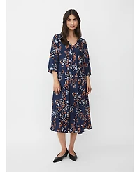 Masai Copenhagen Women's MaNorelle V-Neck 3/4 Sleeve Midi Dress