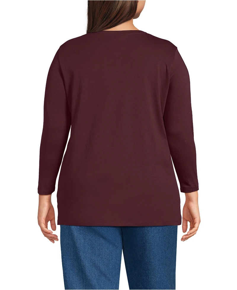Lands' End Plus 3/4 Sleeve Cotton Supima Tunic