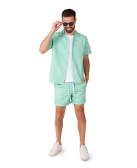 OppoSuits Men's Summer set - 2 Piece Beach Wear Mint Green Blue Matching Shirt and Shorts