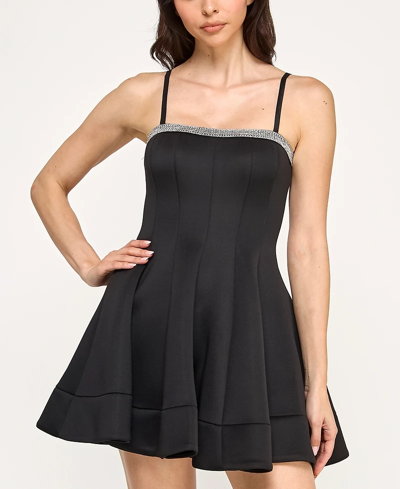 Violet Weekend Junior's Square Neck Sleeveless Dress
