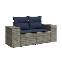 Patio Sofa with Cushions -Seater Poly Rattan