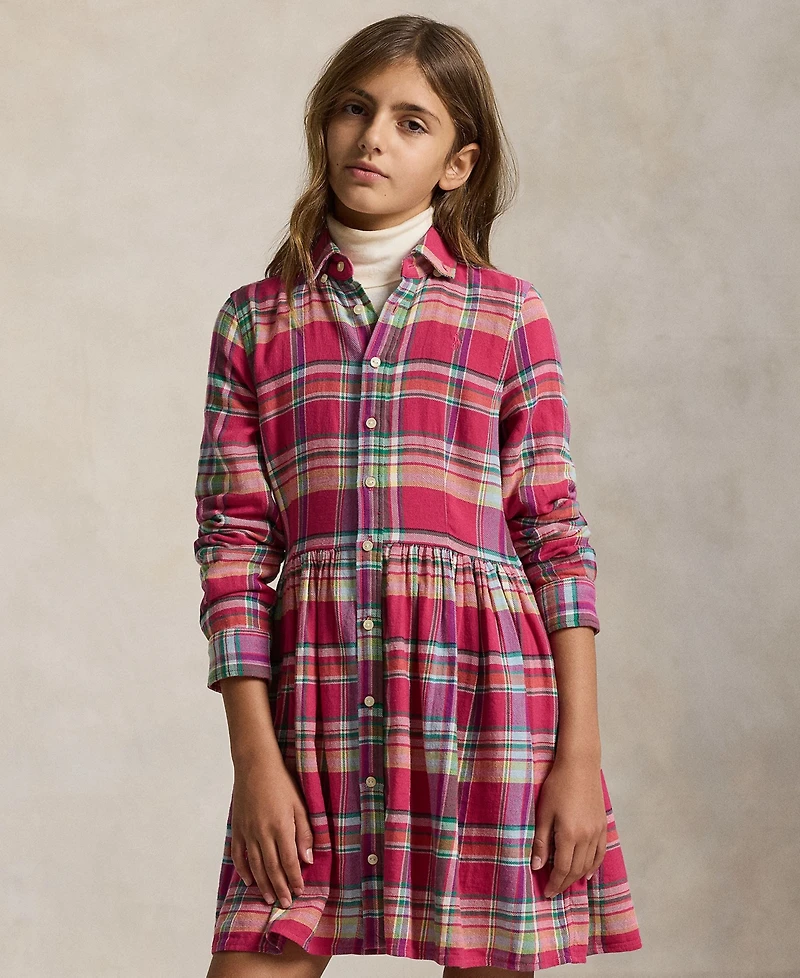 Polo Ralph Lauren Girls 7-16 Long Sleeve Shirred Waist Dress