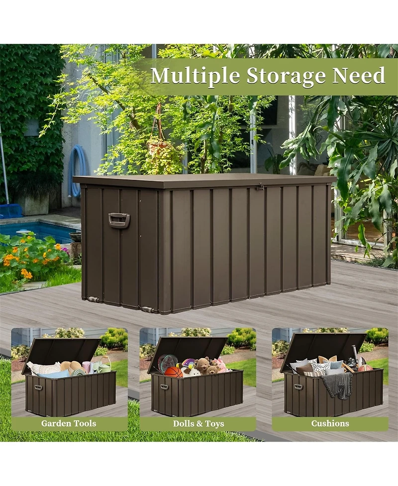 Clihome 120-Gallon Dark Brown Metal Deck Box