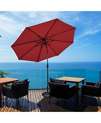 10 ft. Aluminum Market Outdoor Tilt Patio Led Umbrella Red
