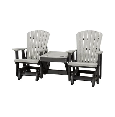 American Furniture Classics Double Glider with Center Table in Light Gray and Black