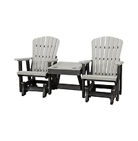 American Furniture Classics Double Glider with Center Table in Light Gray and Black