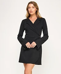 Row A Women's Embellished Collared Wrap Dress