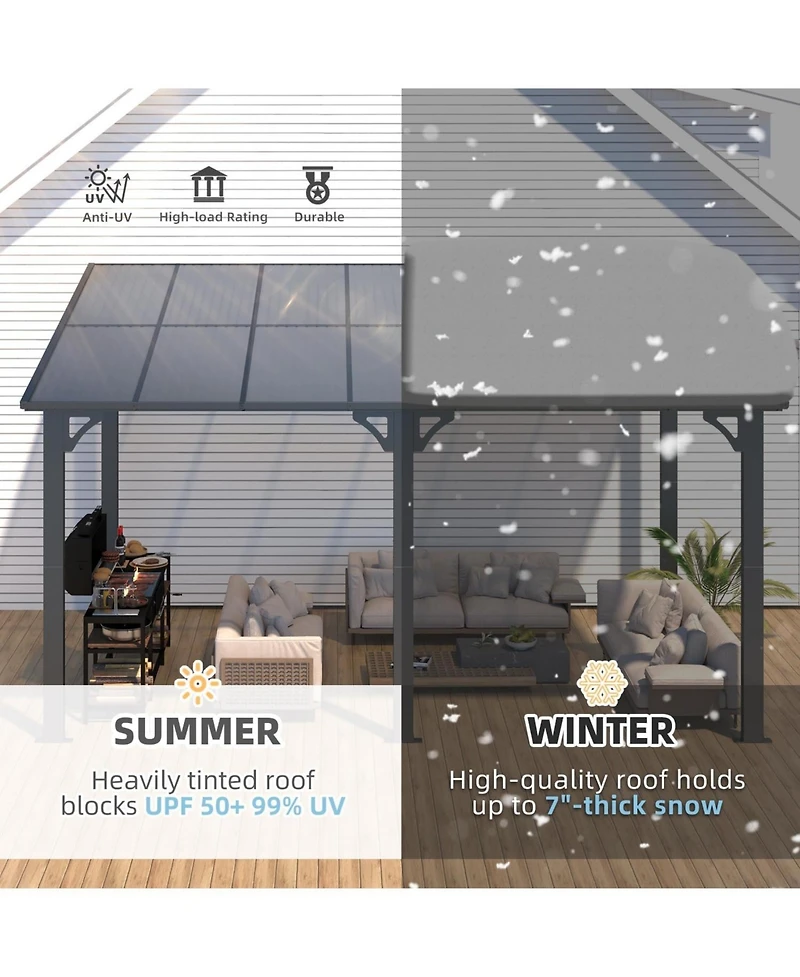 Aecojoy 14'x8' Wall Mounted Gazebos Pergola