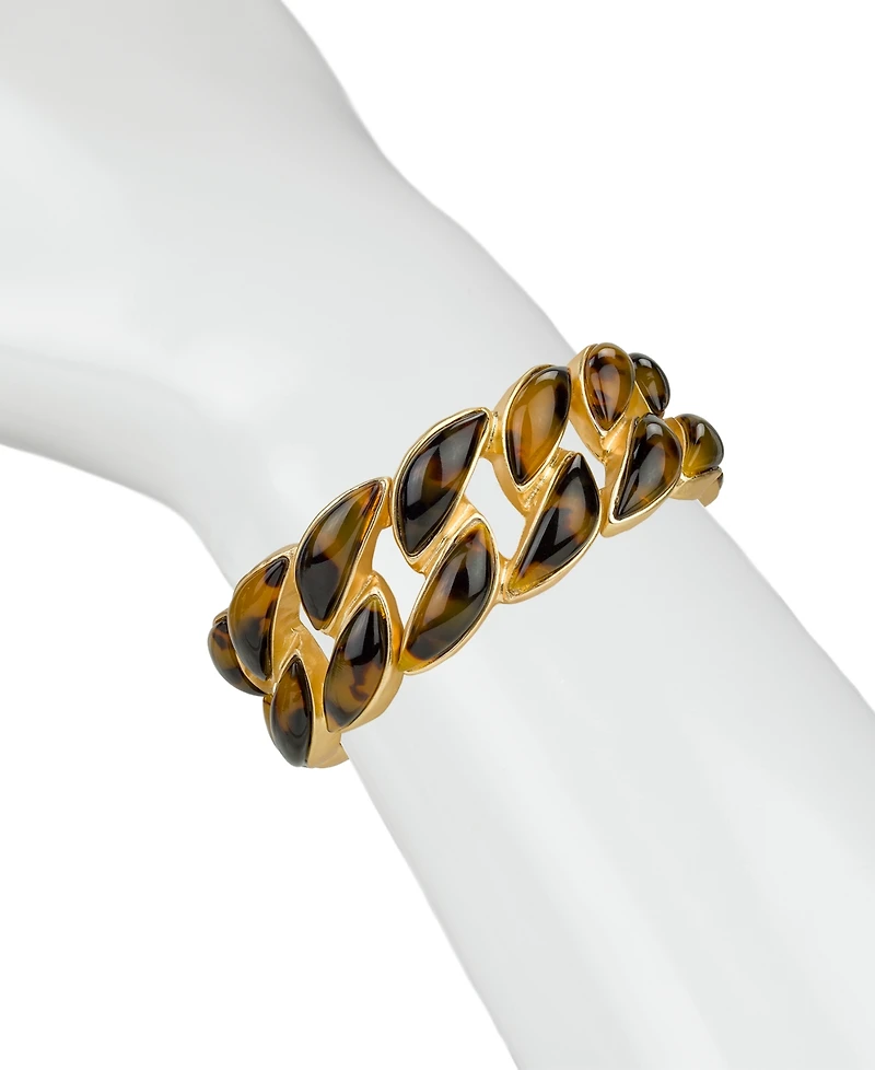 Patricia Nash Resin Tortoise Matte Gold-Tone Stretch Link Bracelet