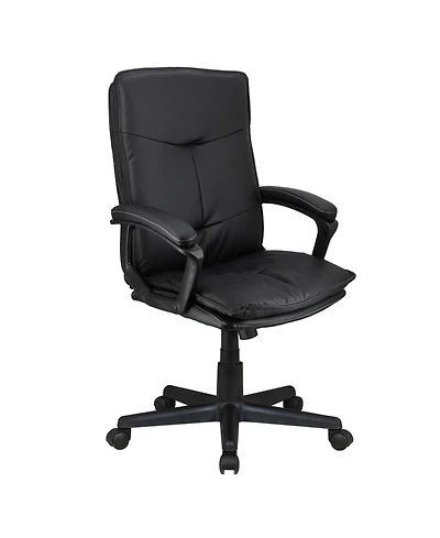 Elama High Back Tufted Faux Leather Adjustable Office Chair in Black