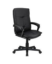 Elama High Back Tufted Faux Leather Adjustable Office Chair in Black