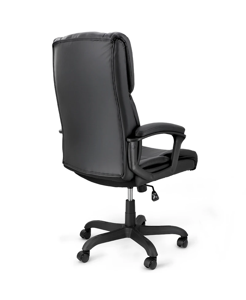 Elama High Back Adjustable Faux Leather Office Chair in Black and Black Base