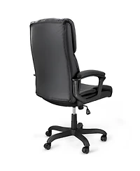 Elama High Back Adjustable Faux Leather Office Chair in Black and Black Base