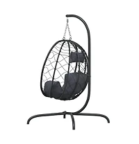 vidaXL Hanging Egg Chair Anthracite Poly Rattan, Powder-Coated Steel