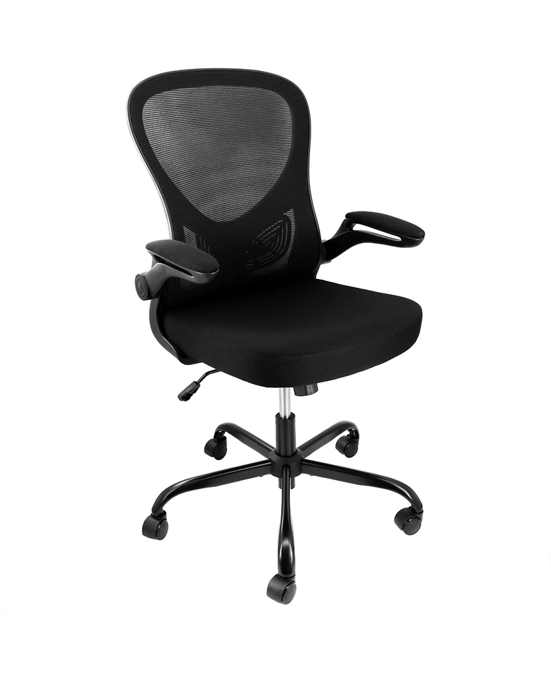 Elama Mid Back Adjustable Mesh and Fabric Office Chair in Black