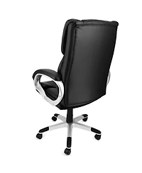 Elama High Back Adjustable Faux Leather Office Chair in Black and Gray Base