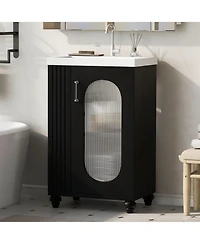 Casainc 20" Bathroom Vanity with Sink, Cabinet with Two-Tier and Adjustable Shelf, Solid Wood and Mdf
