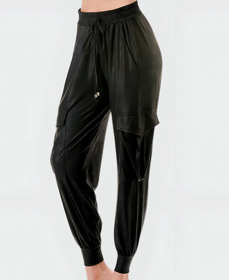 Modenaire Women's Faux Leather Jogger Pants