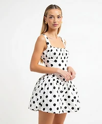Modenaire Women's Polka Dot Corset Bodice Flared Mini Dress