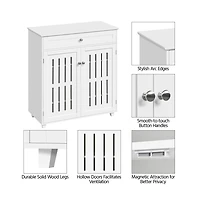4-Tier Adjustable Shoe Storage Cabinet with 1 Drawer White