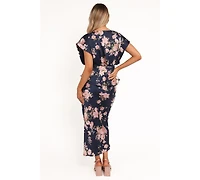 Petal and Pup Women's Kenna Satin Midi Skirt - Navy Floral Xl
