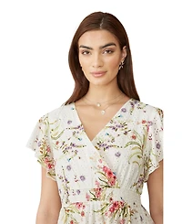 Yumi Women's Floral Broderie Anglaise Wrap Midi Dress