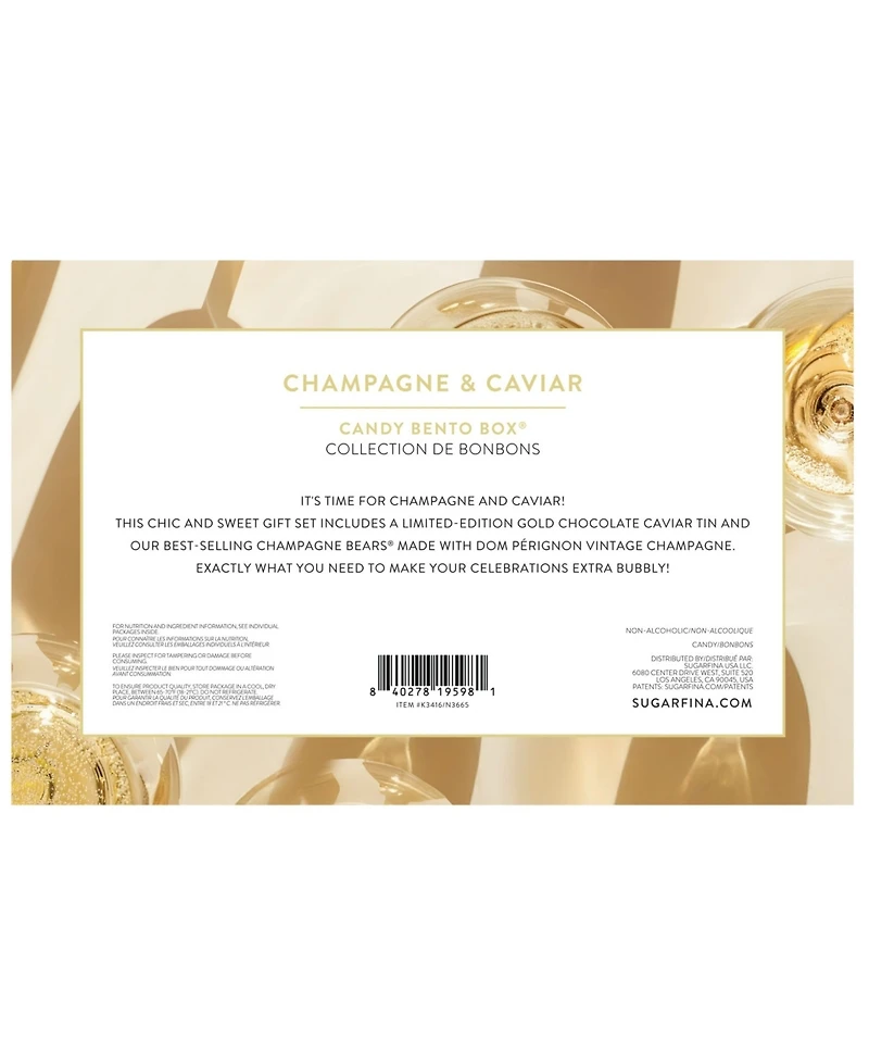 Sugarfina Holiday Champagne and Caviar Bento Box Duo, 2 Piece
