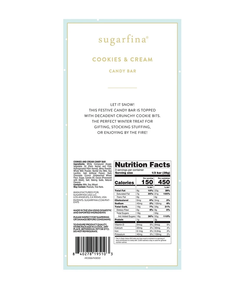 Sugarfina Holiday Cookies and Cream Chocolate Bar Kit, 4 Piece