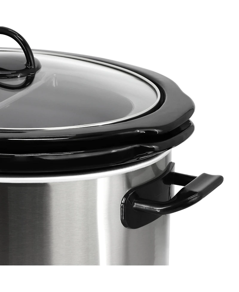 MegaChef 5.6Liter + 2.5 Liter Split Stainless Steel Electric Slow Cooker in SIlver