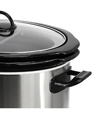 MegaChef 5.6Liter + 2.5 Liter Split Stainless Steel Electric Slow Cooker in SIlver
