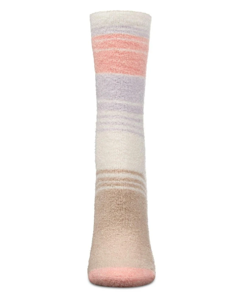 MeMoi Women's Stripes Aloe Infused Crew Socks