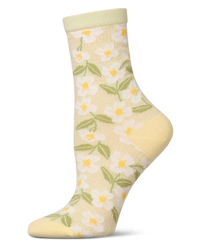 MeMoi Women's Daisy Pointelle Crew Socks