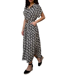 Yumi Women's Midi Shirt Dress With Matching Belt