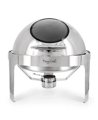 MegaChef 6.3 Quart Round Stainless Steel Dome Roll Top Professional Chafing Dish/Food Warmer/Buffet Server Serving Dish with Windown
