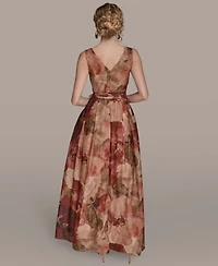 Donna Karan New York Women's V-Neck Floral Ball Gown