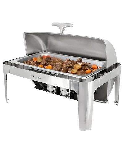MegaChef 9.5 Quart Oblong Roll Top Stainless Steel Professional Chafing Dish/Food Warmer/Buffet Server Serving Trays