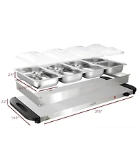MegaChef Buffet Server & Food Warmer With 5 Removable Sectional Trays , Heated Warming Tray and Removable Tray Frame