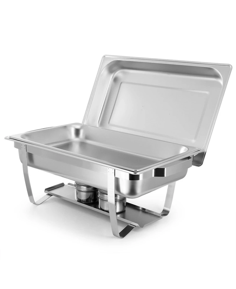 MegaChef 9.5 Quart Stackable Stainless Steel Professional Chafing Dish/Food Warmer/Buffet Server Serving Trays, Set of 2
