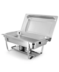 MegaChef 9.5 Quart Stackable Stainless Steel Professional Chafing Dish/Food Warmer/Buffet Server Serving Trays, Set of 2