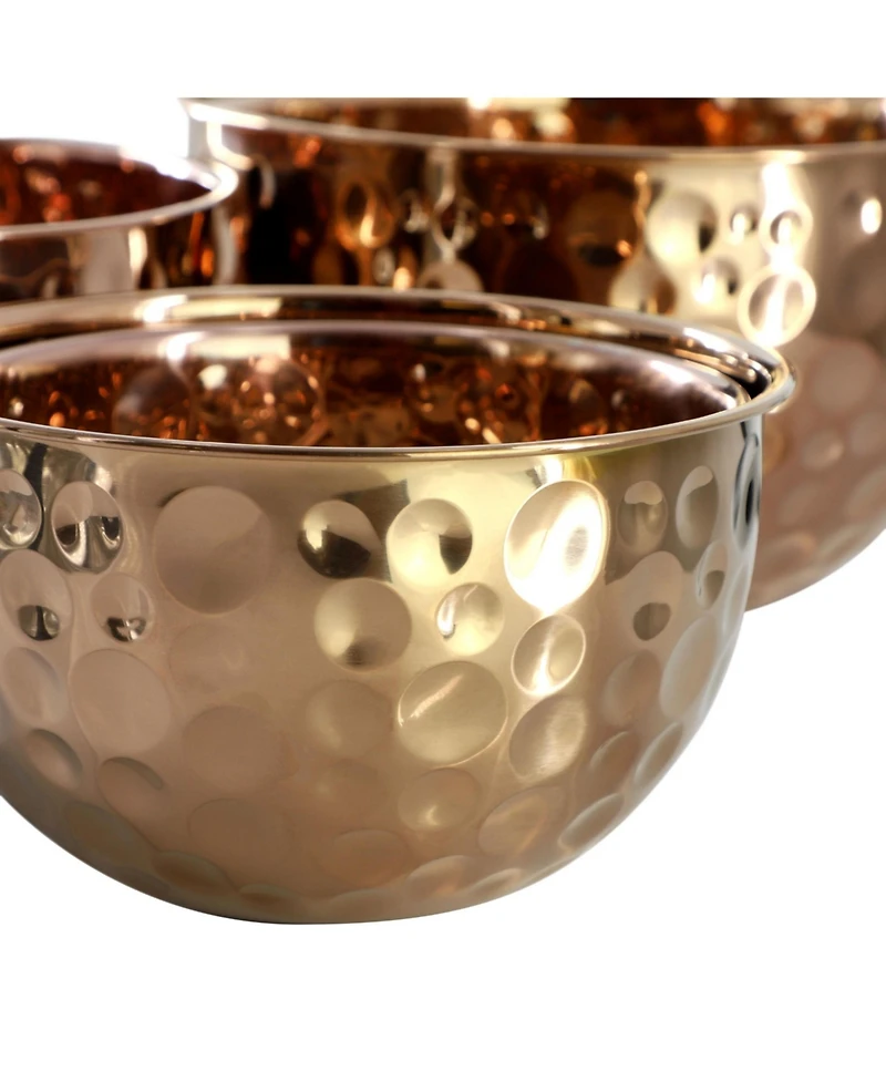 MegaChef Hammered Bubble Texture 5 Piece Stainless Steel Serving Bowl Set in Copper