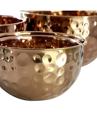 MegaChef Hammered Bubble Texture 5 Piece Stainless Steel Serving Bowl Set in Copper