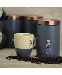 MegaChef Essential Kitchen Storage 3 Piece Sugar, Coffee and Tea Canister Set in Matte Gray