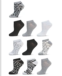 MeMoi Women's 10 Pair Pack Animal Print Low Cut Socks