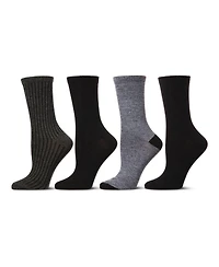 MeMoi Women's 4 Pair Pack Textured Buttersoft Crew Socks