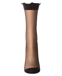 MeMoi Women's Lettuce-Edge Silky Sheer Crew Sock