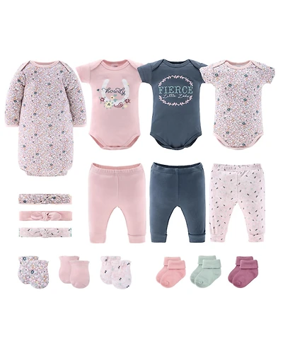 The Peanutshell Layette Gift Set for Baby Girls - Prairie Flora, 16 Piece